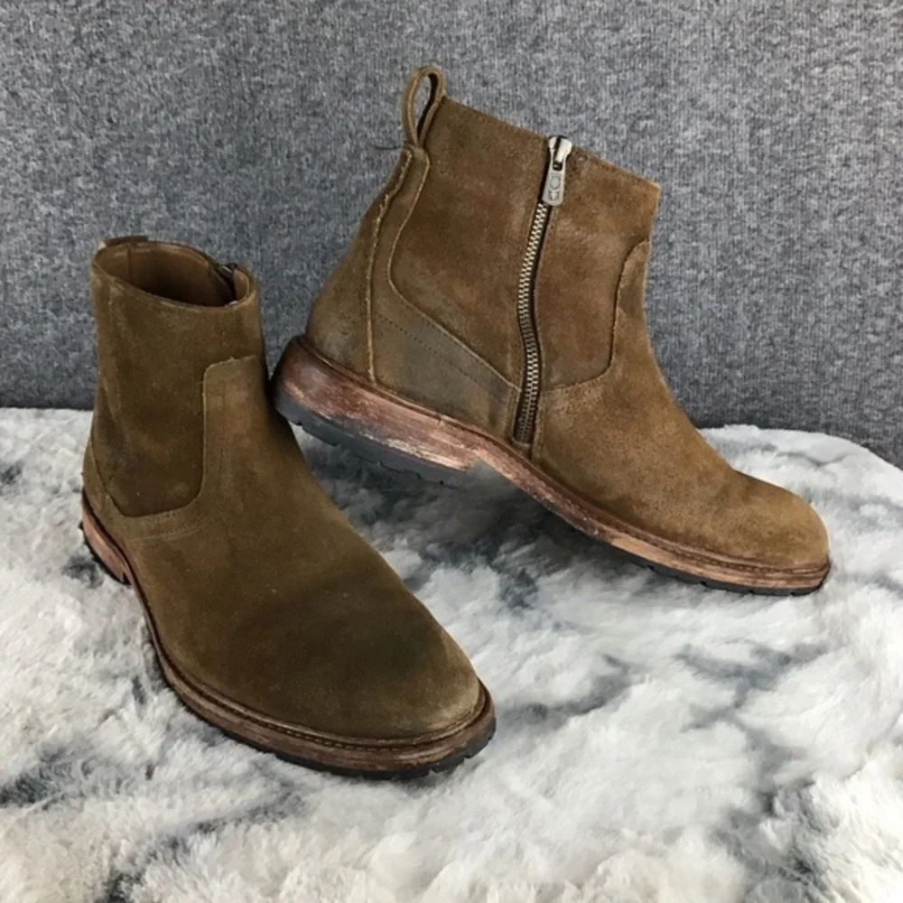 Trask Larkin Men's Water Resistant Waxed Suede Ankle‎ Boots Inside Zip Size 8M